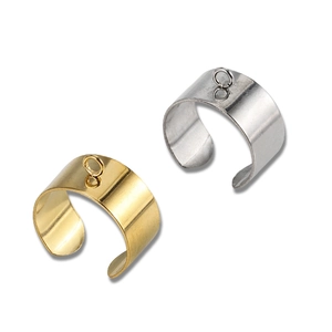 Polished stainless steel open ring with U-ring attachment in gold and silver finish