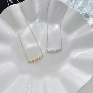 Collier Pendentif Sourire Section De Bambou Acier Inoxydable Minimaliste Géométrique Bijoux De Mode Pour Femmes