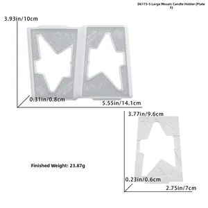 Star-shaped DIY silicone mold for Christmas candle holders with dimensions and festive patterns