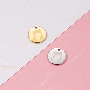 Polished titanium steel music note pendants in gold and silver for jewelry making