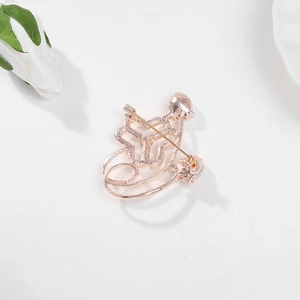 Rose gold flower brooch with secure safety pin clasp on a clean white background