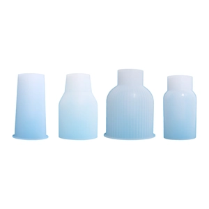 Set of four striped resin vase silicone molds with white to blue gradient finish