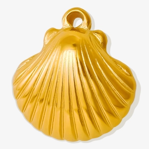 Polished gold 304 stainless steel seashell pendant charm for DIY necklace jewelry