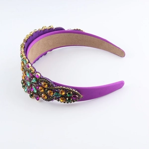 Vintage Baroque purple headband with colorful crystals and rhinestones for women
