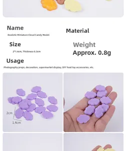 Macro detail of 2cm mini colorful PVC simulation cloud candy for DIY slime and crafts