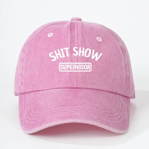 Casquette de baseball en coton rose lavé avec imprimé Shit Show Supervisor de style rétro