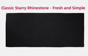 Detail of black chiffon shawl featuring silver rhinestone studs for starry night effect