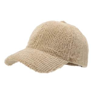 Casquette de baseball en fausse fourrure kaki clair, bonnet d'hiver en peluche mixte