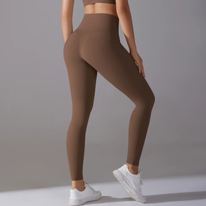 Detailed back view of high-waisted seamless yoga leggings highlighting lifting effect