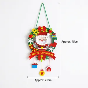 DIY Christmas felt wreath kit featuring Santa Claus and Merry Christmas hanging ornaments