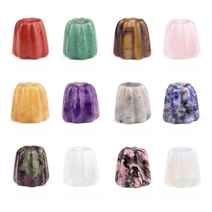Grid layout of twelve natural crystal and agate flower incense burners in various stones