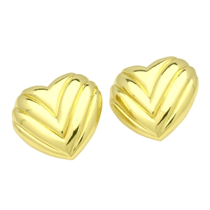18k gold plated heart earrings with textured radiating sunburst pattern for women