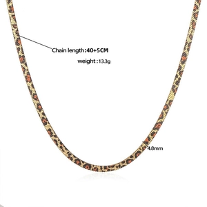 5mm leopard print stainless steel snake chain necklace for women in gold finish