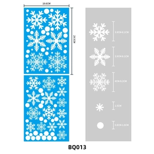 Detailed size chart for Christmas snowflake static window stickers showing various dimensions