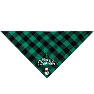 Christmas green and black buffalo plaid dog bandana with Merry Christmas print