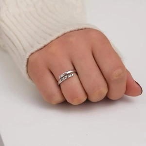Minimalist S925 sterling silver open ring with I Am Enough engraving and heart symbol