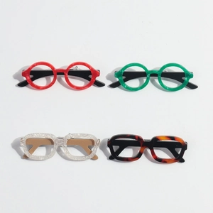 Fashion Acrylic Glasses Shaped Brooches Round Square Frame Personalized Trendy Ins Style Clothing Accessories Decorative Pin