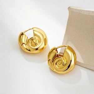 Exaggerated 18K gold stainless steel conch earrings with a polished shell design