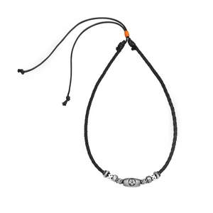 Vintage braided leather soccer necklace with silver beads and football pendant