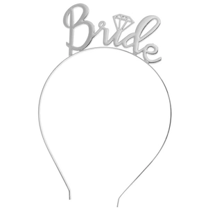 Silver metal Bride headband featuring a diamond-dot design for wedding parties
