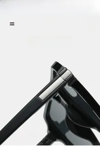 Detail of super elastic lightweight hinges and silver metal decor on square sunglasses