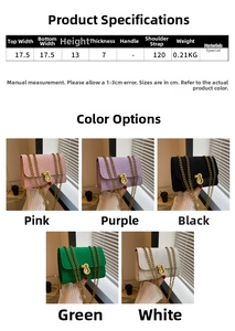 Tableau des tailles et dimensions du sac bandoulière matelassé en cinq couleurs chic