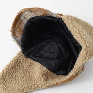 Winter plaid aviator hat for boys with warm faux shearling lining and ear flaps