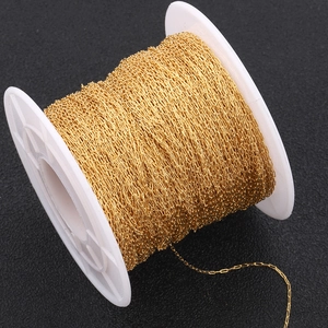 0.25mm gold vacuum plated stainless steel cross chain on roll for DIY jewelry