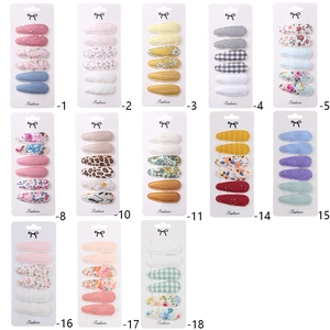6-piece set of teardrop floral embroidery fabric hair clips for kids and women