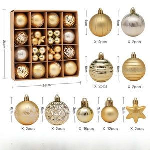 Detail view of 42pcs gold and silver Christmas ball set with assorted textures and sizes