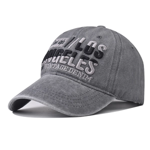 Vintage washed Los Angeles embroidery baseball cap with classic distressed denim texture
