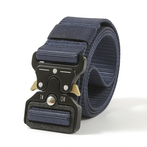 Blue nylon tactical cobra belt with heavy duty quick release metal buckle for outdoor