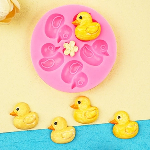 Mini Duck Silicone Mold Fondant Chocolate Cake Decoration DIY Baking Tool Clay Jewelry Craft Round Cartoon Style