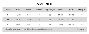 Detailed size chart for chiffon camisole top and pleated mini skirt set with measurements