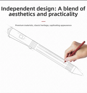 Tactical pen industrial design sketch with anti-slip texture and functional metal clip