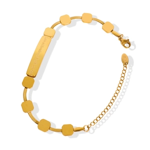 18K gold-plated stainless steel bracelet with engraved bar Love without end hath no end