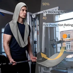 Cooling Hooded Towel Microfiber Mesh Quick Dry Sun Protection Sports Gym Beach With Button Closure Breathable Headwear