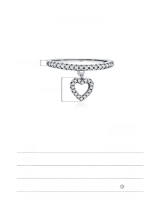 Detailed specs of S925 sterling silver heart charm ring with cubic zirconia inlay
