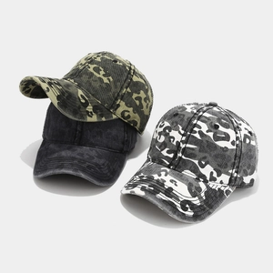 Vintage washed camouflage baseball caps for men and women in various outdoor styles
