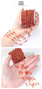 Detail of red crystal chain with 18k gold plating for DIY jewelry and hair accessories