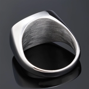 Retro punk style stainless steel skull wrench ring with black square stone inlay