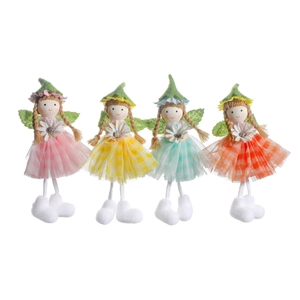 Set bambole fata dei fiori di Pasqua con gonne in tulle colorato e cappelli floreali