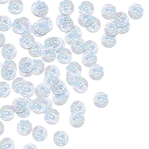 Holographic white sequin disco balls with intricate mesh patterns for party decoration