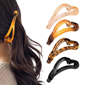 Elegant Banana Hair Clip PC Resin Hollow Heart Shape High Ponytail Holder Non-Slip French Vintage Hair Accessory For Women Girls