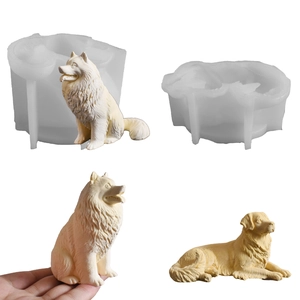 Dog Silicone Mold Golden Retriever Samoyed Shape Food Grade For DIY Scented Candle Resin Craft Plaster Ornament Baking