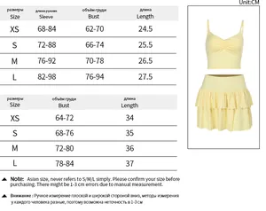 Detailed size chart for sexy backless crop top and high waist pleated skirt set in CM