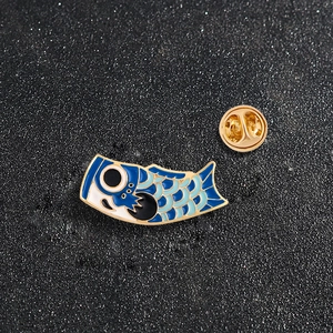 Koinobori Japanese Carp Streamer Enamel Brooch Pin Alloy Drip Oil Badge Decoration Gift For Backpack Hat
