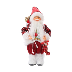 30cm Santa Claus doll with red sequins and gift bag for Christmas window decoration