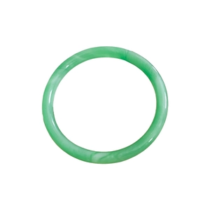 Minimalist round green jade bangle with polished texture and natural marble patterns