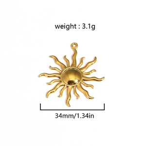 Vintage opal sunflower pendant necklace in gold stainless steel with size specs